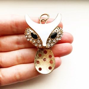 Vintage gold & rhinestone cat jewelry pendant